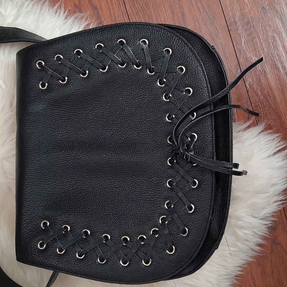 Violetta Pebble Leather Saddle Large Crossbody Shouder Bag - Picture 3 of 8